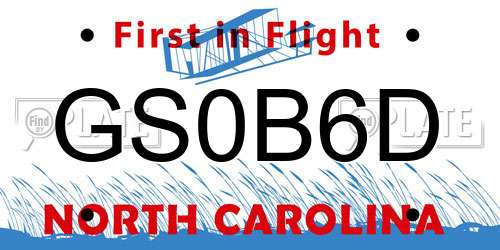 GS0B6D North Carolina License Plate