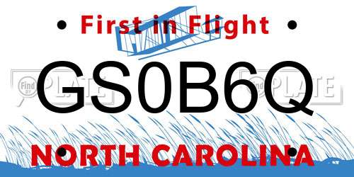GS0B6Q North Carolina License Plate