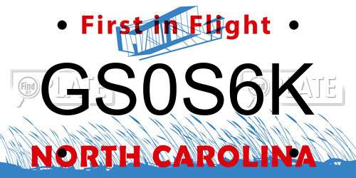 GS0S6K North Carolina License Plate