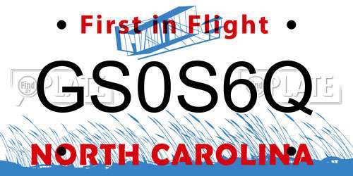 GS0S6Q North Carolina License Plate