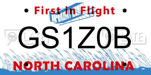 GS1Z0B North Carolina License Plate