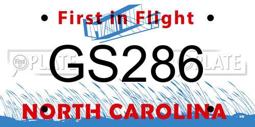 GS286 North Carolina License Plate