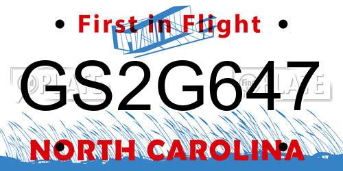 GS2G647 North Carolina License Plate