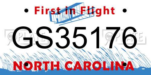 GS35176 North Carolina License Plate