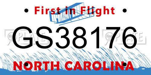 GS38176 North Carolina License Plate