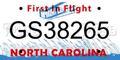 GS38265 North Carolina License Plate
