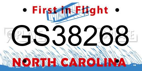 GS38268 North Carolina License Plate