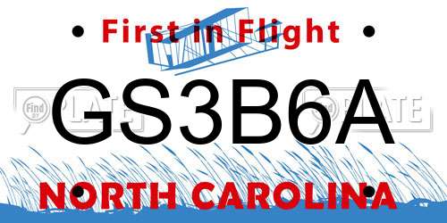 GS3B6A North Carolina License Plate