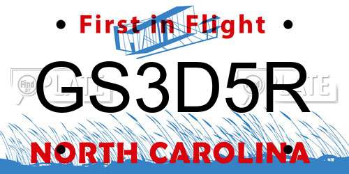 GS3D5R North Carolina License Plate