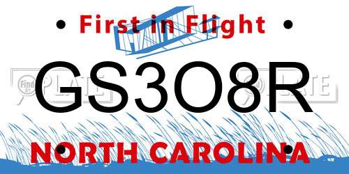 GS3O8R North Carolina License Plate
