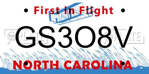 GS3O8V North Carolina License Plate
