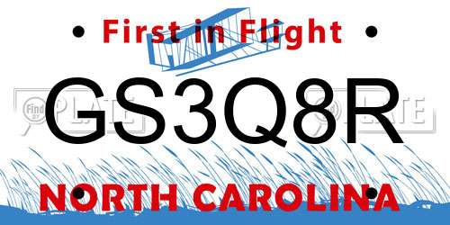 GS3Q8R North Carolina License Plate