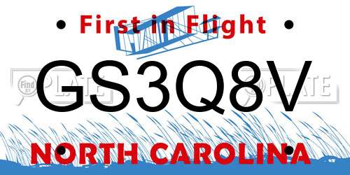 GS3Q8V North Carolina License Plate