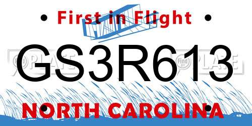 GS3R613 North Carolina License Plate