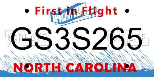 GS3S265 North Carolina License Plate