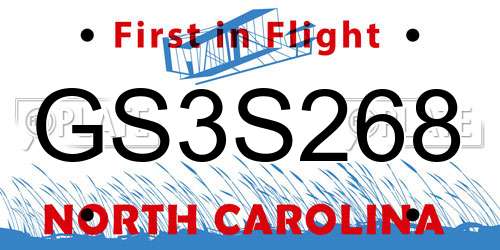 GS3S268 North Carolina License Plate