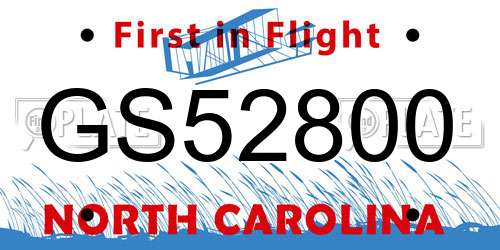 GS52800 North Carolina License Plate