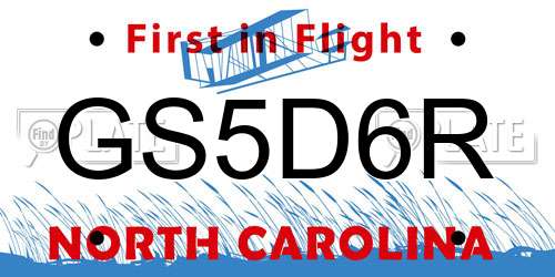 GS5D6R North Carolina License Plate
