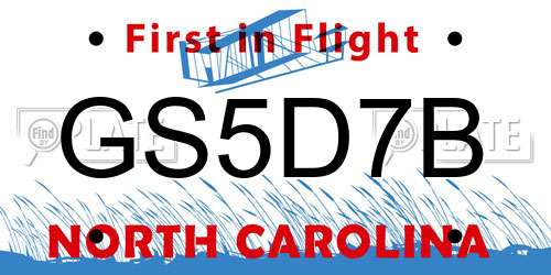 GS5D7B North Carolina License Plate