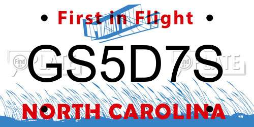 GS5D7S North Carolina License Plate
