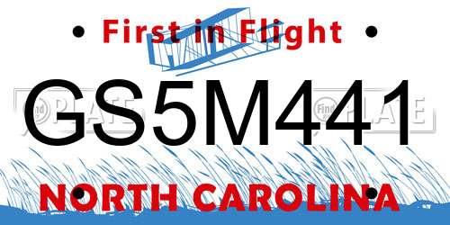 GS5M441 North Carolina License Plate
