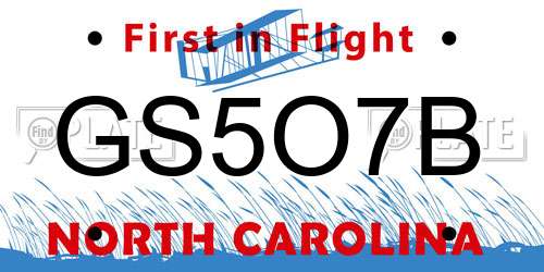 GS5O7B North Carolina License Plate