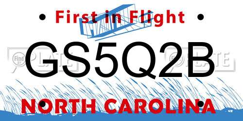 GS5Q2B North Carolina License Plate
