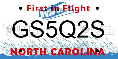 GS5Q2S North Carolina License Plate