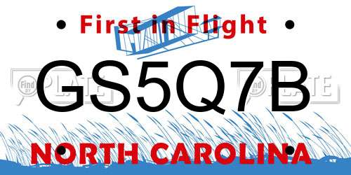 GS5Q7B North Carolina License Plate