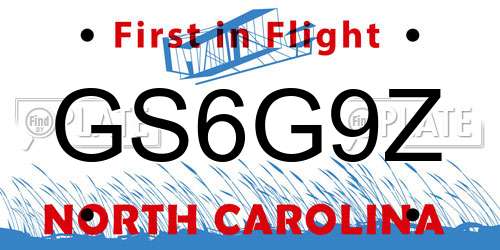 GS6G9Z North Carolina License Plate