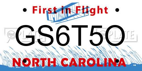GS6T5O North Carolina License Plate