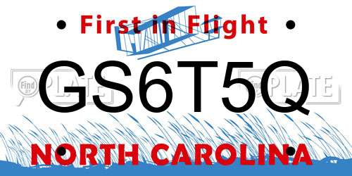 GS6T5Q North Carolina License Plate