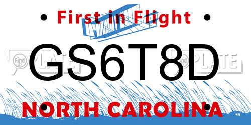 GS6T8D North Carolina License Plate
