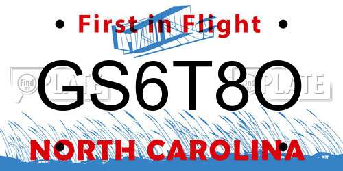 GS6T8O North Carolina License Plate