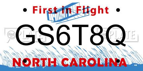 GS6T8Q North Carolina License Plate