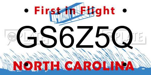 GS6Z5Q North Carolina License Plate