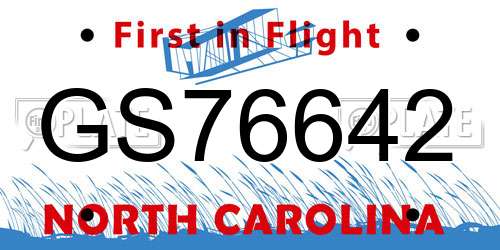 GS76642 North Carolina License Plate