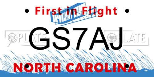 GS7AJ North Carolina License Plate