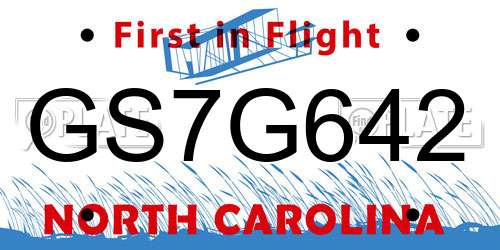 GS7G642 North Carolina License Plate