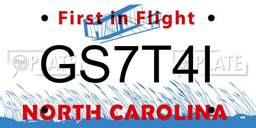 GS7T4I North Carolina License Plate