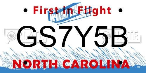 GS7Y5B North Carolina License Plate