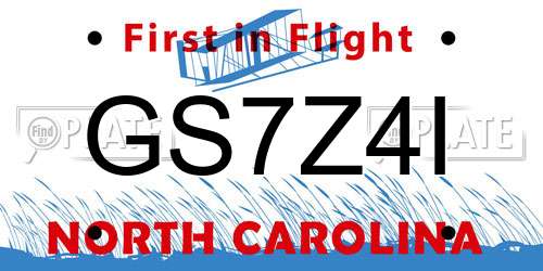 GS7Z4I North Carolina License Plate