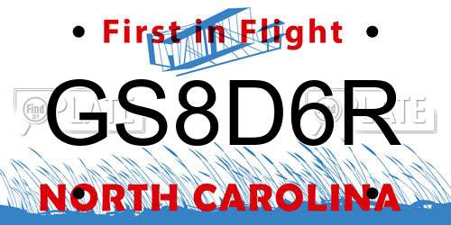 GS8D6R North Carolina License Plate
