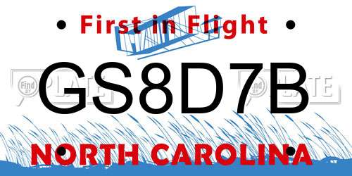 GS8D7B North Carolina License Plate