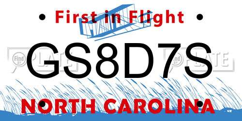 GS8D7S North Carolina License Plate