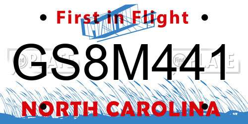GS8M441 North Carolina License Plate