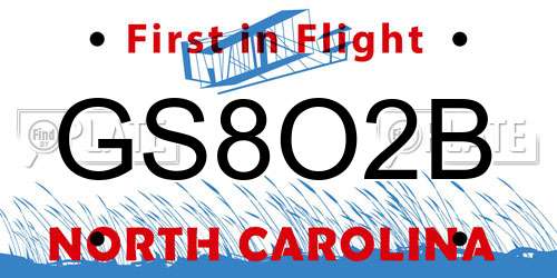 GS8O2B North Carolina License Plate