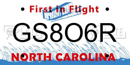 GS8O6R North Carolina License Plate