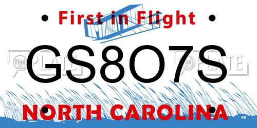 GS8O7S North Carolina License Plate