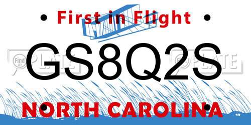 GS8Q2S North Carolina License Plate
